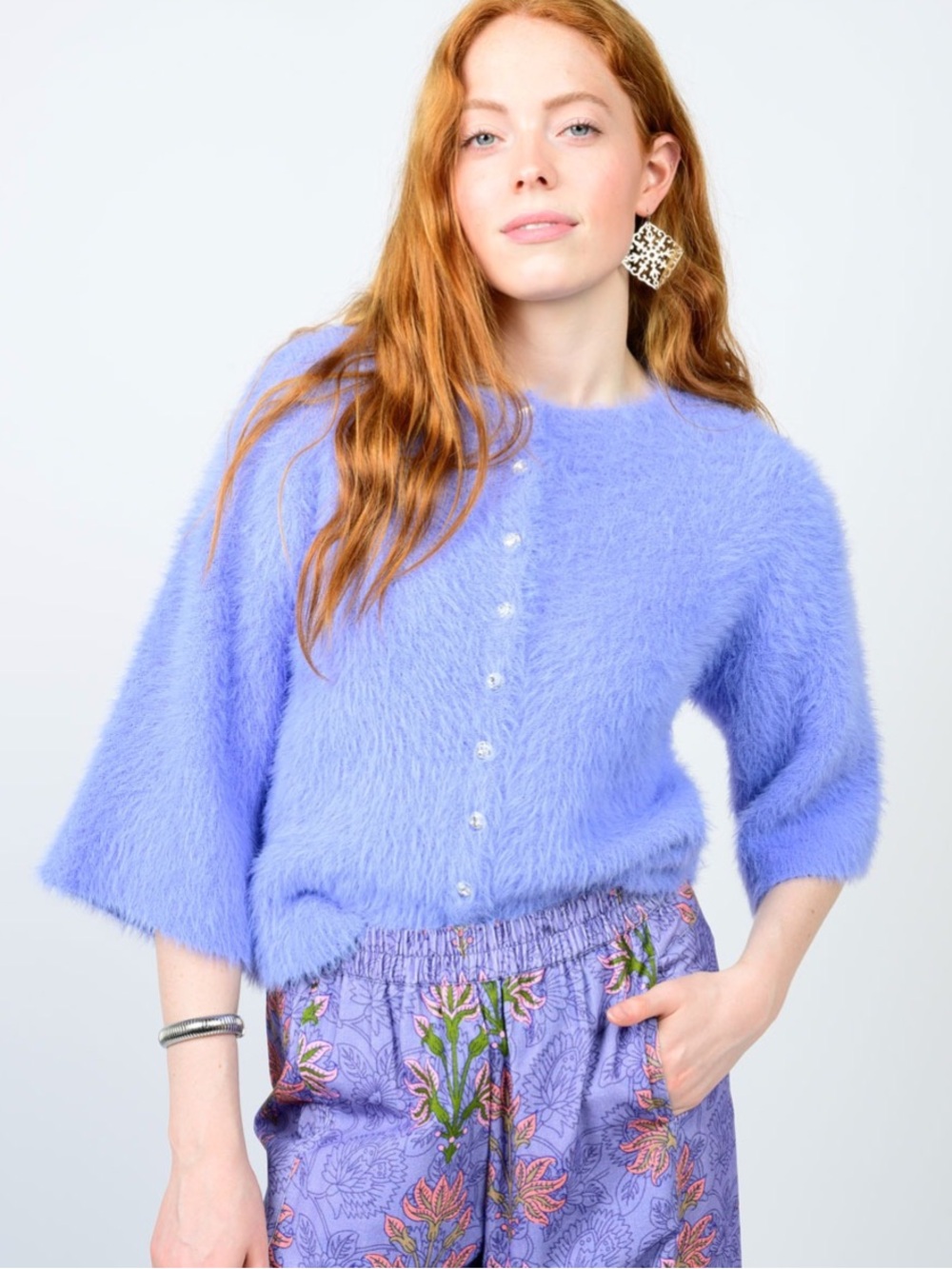 Ivy Jane fuzzy wuzzy cardigan in periwinkle - Small